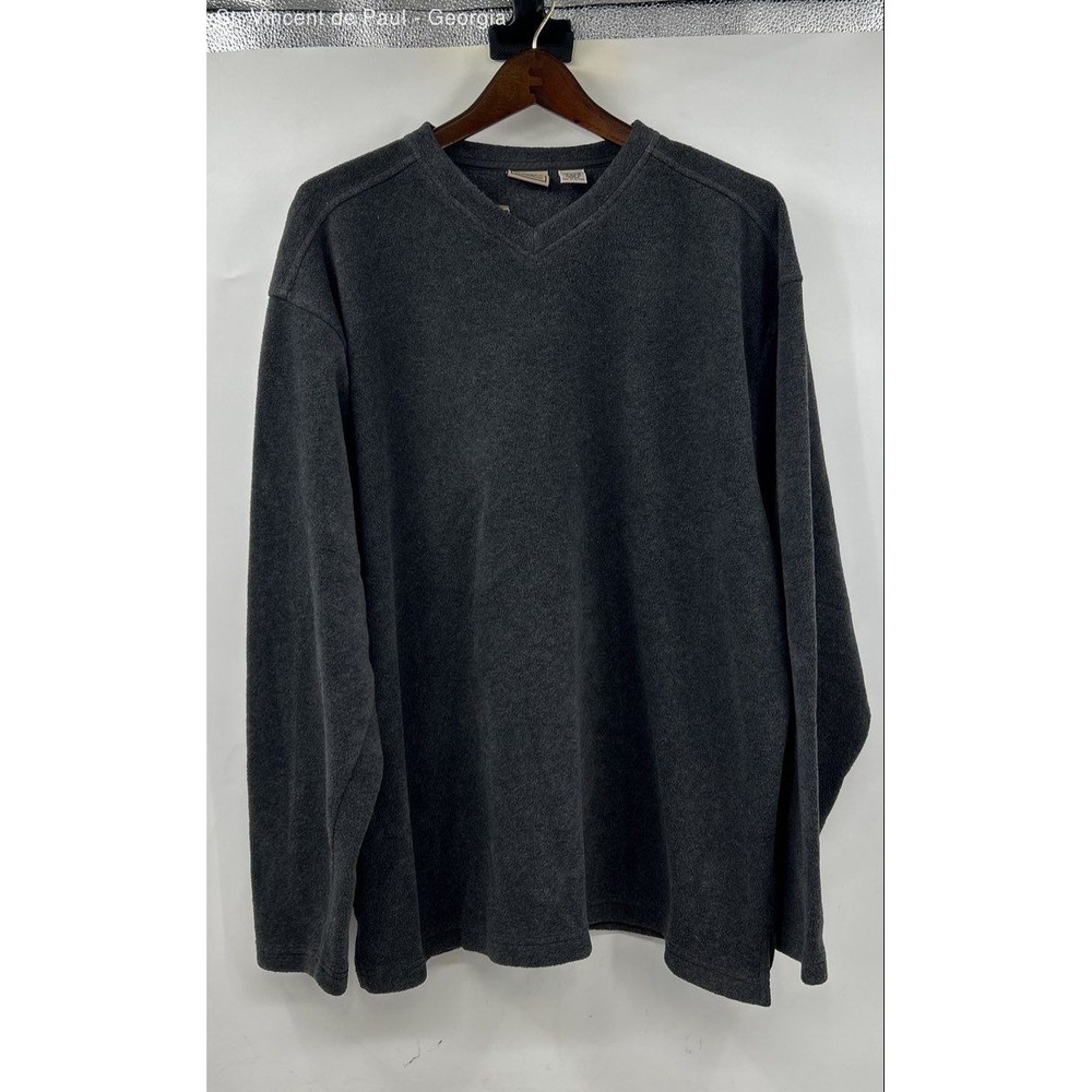 L.L. Bean Pullover V-Neck Fleece Sweatshirt Men's XL Gray Casual
